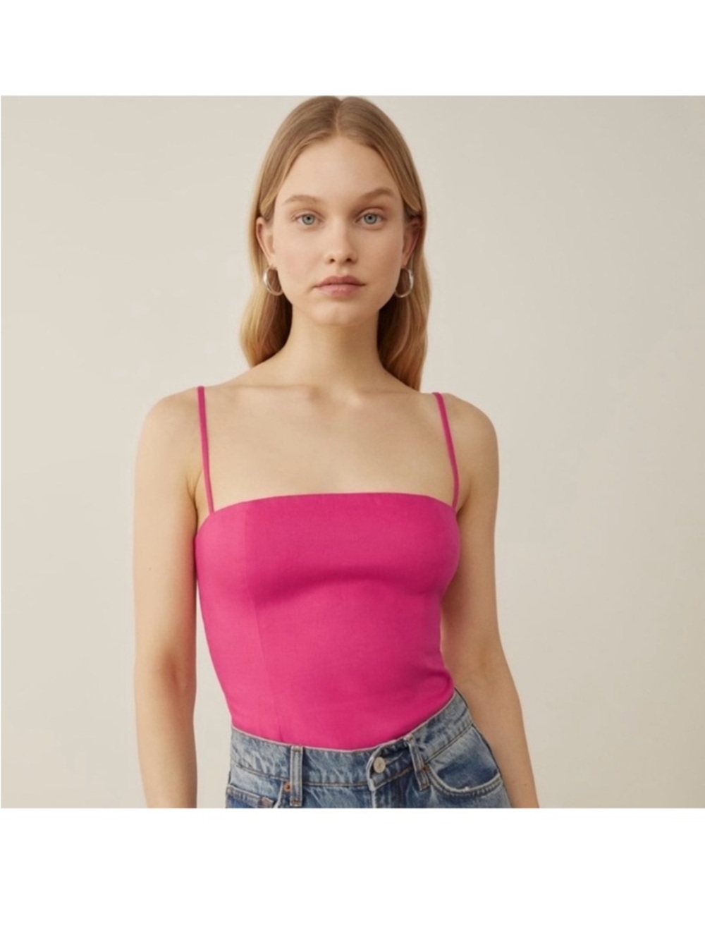 REFORMATION Fuchsia Pink Overland Linen Top Size 2